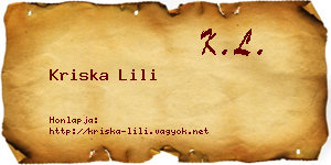 Kriska Lili névjegykártya